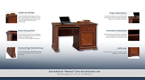 Schreibtisch "Nemea" Erle Kirschfarben 160 - Abmessungen: 132 x 78 x 67 cm (B x H x T) -